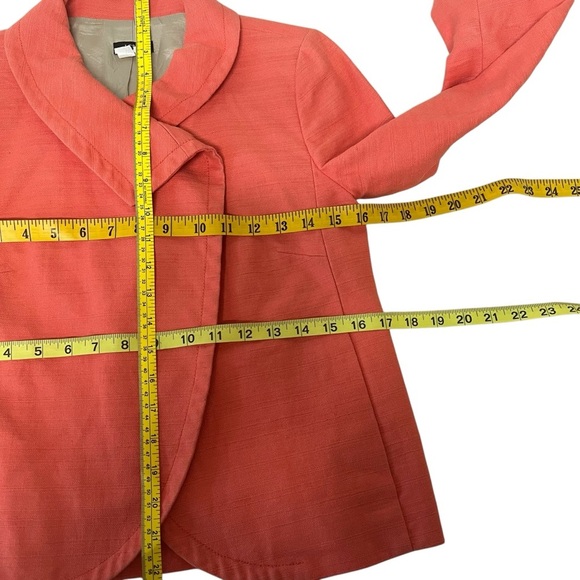 J Crew Size 0 Cotton Linen Blend Peach Coral Swing Short Blazer Jacket Lined - Picture 7 of 15